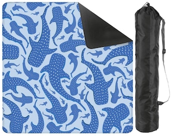 Whale Shark Mahjong Mat, Coastal Mahjong Mat with Bag, Blue Ocean Mahjong Table Cover, Beach House Mahjong Set, American Mahjong Gift
