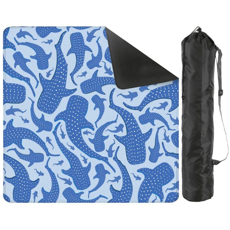 Whale Shark Mahjong Mat, Coastal Mahjong Mat with Bag, Blue Ocean Mahjong Table Cover, Beach House Mahjong Set, American Mahjong Gift bild 1