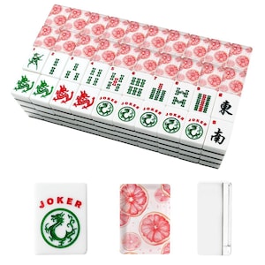 Pink Grapefruit Mahjong Tiles | Citrus Mahjong Set | Pink Mahjong Tiles | Summer Mahjong Gift | Palm Beach Mahjong | Preppy Mahjong zdjęcie 2