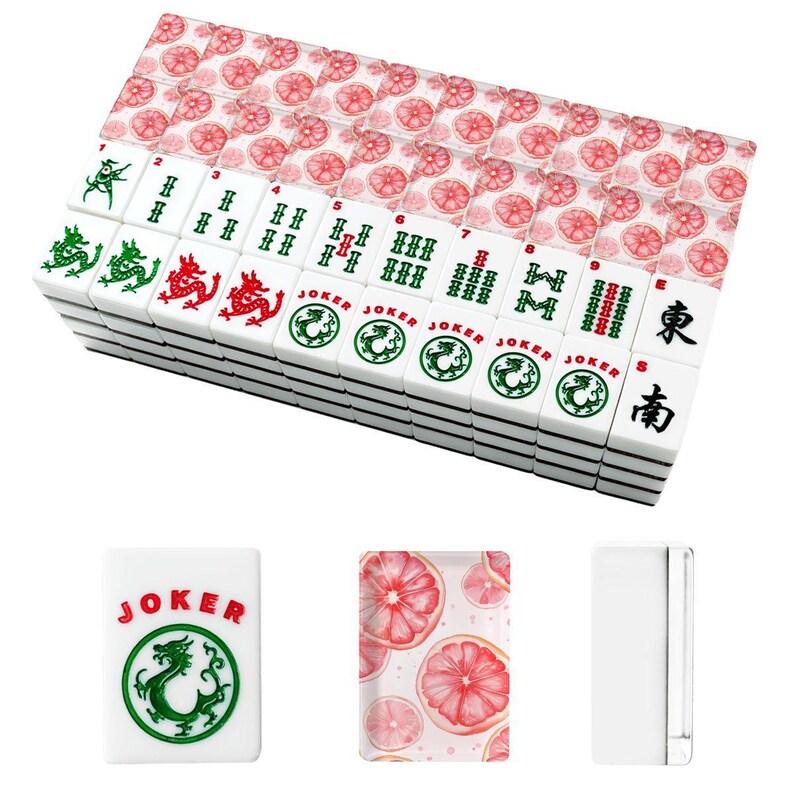 Pink Grapefruit Mahjong Tiles | Citrus Mahjong Set | Pink Mahjong Tiles | Summer Mahjong Gift | Palm Beach Mahjong | Preppy Mahjong zdjęcie 2
