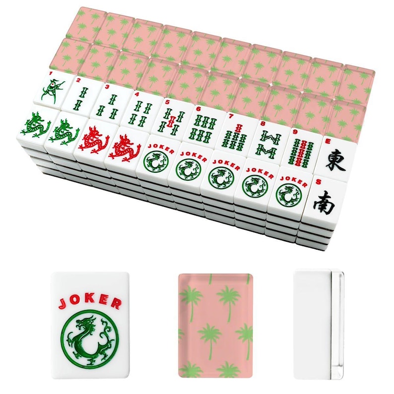 Preppy Palm Vibe Mahjong Set | Pink Aesthetic Mahjong Tiles | Beach House Mahjong Gift Women Bild 2