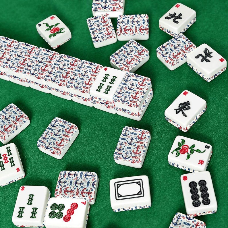 Nautical Mahjong Tiles, Patriotic Anchor Mahjong Set, Coastal Mahjong Tiles, America 250 Mahjong, American Mahjong Tiles with JokersPreppy image 7