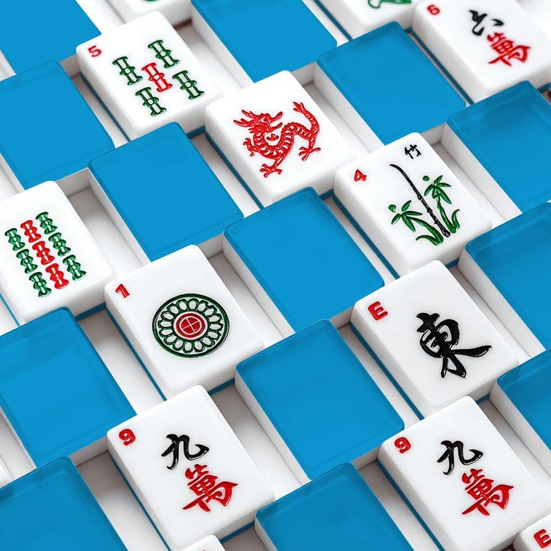 Blue Mahjong Tiles | Turquoise Color Mahjong Set | Solid Color Mahjong Tiles | Coastal Mahjong Gift | Luxury Acrylic Mahjong Set zdjęcie 6