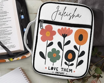Personalized Polyester Bible Bag: Floral Design, Christian Gift