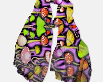 Trippy Pashmina Scarf: Psychedelic Rave Festival Outfit