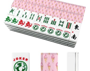 Pink Ice Cream Mahjong Tiles, Summer Mahjong Set, Sweet Treat Mahjong Tiles, Pink Mahjong Tiles, Custom Mahjong Set, Preppy Mahjong Gift