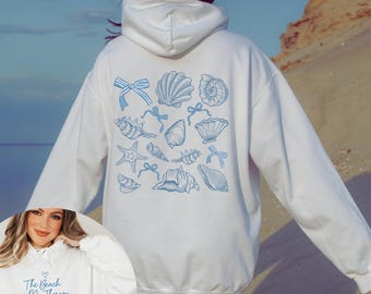 Beach Therapy Graphic Hoodie: Seashells Ocean Lover Sweatshirt