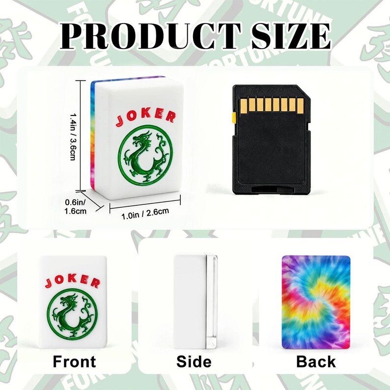 Juego de Mahjong Tie Dye, fichas acrílicas de Mahjong americano con comodines, estuche para noche de juegos. imagen 3