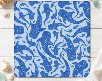 Whale Shark Mahjong Mat, Ocean Mahjong Game Mat, Blue Coastal Mahjong Table Mat, Nautical Game Night Decor, Shark Lover Gift