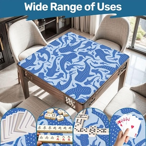 Whale Shark Mahjong Mat, Coastal Mahjong Mat with Bag, Blue Ocean Mahjong Table Cover, Beach House Mahjong Set, American Mahjong Gift bild 6
