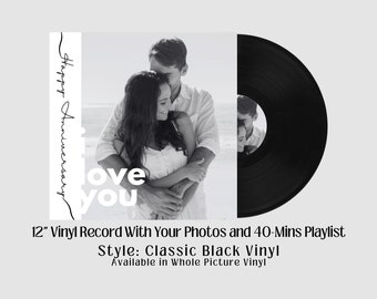 Custom 12" Vinyl Record with Your Photos & 70 Mins Songs and Audio Recording! Trending Custom Gift 2024 for Birthday Wedding Anniversary