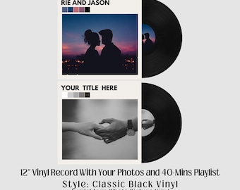 Custom 12-Inch Vinyl Record LP – 40 Min Playlist, Personalized Photo Album