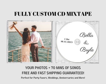 Mixtape en CD totalmente personalizado en estuche: fotos personalizadas, canciones de 70 minutos. Regalo para ella, él, mamá, abuela, papá, aniversario, cumpleaños, boda.