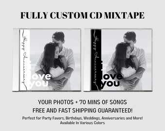 Personalized Photo CD Mixtape, 70 Min Playlist, Anniversary Gift