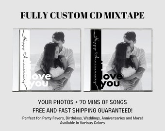 Custom CD Mixtape in Jewel Case Your Own Photos & 70 Mins Songs or Audio Recording! Gift for Her Him Mom Dad Anniversary Birthday Wedding