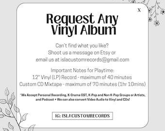 Custom 12" Vinyl Record or CD, Personalized Music Gift