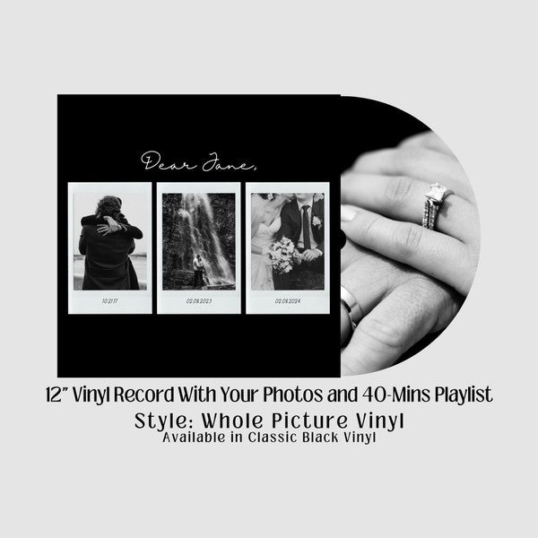 Custom 12 inch Vinyl Record with Your Photos & 70 Mins Songs and Audio Recording! Personalized Gift Birthday Wedding Anniversary Christmas