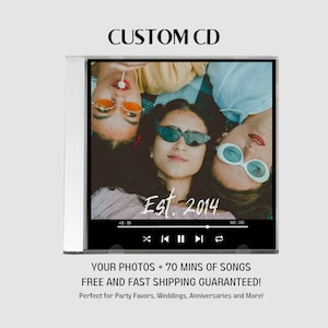 Custom CD Jewel Case, Your Pictures, 70 Mins of Music Audio or 25 songs. Personalized Gift Christmas, Valentines, Anniversary FAST Shipping