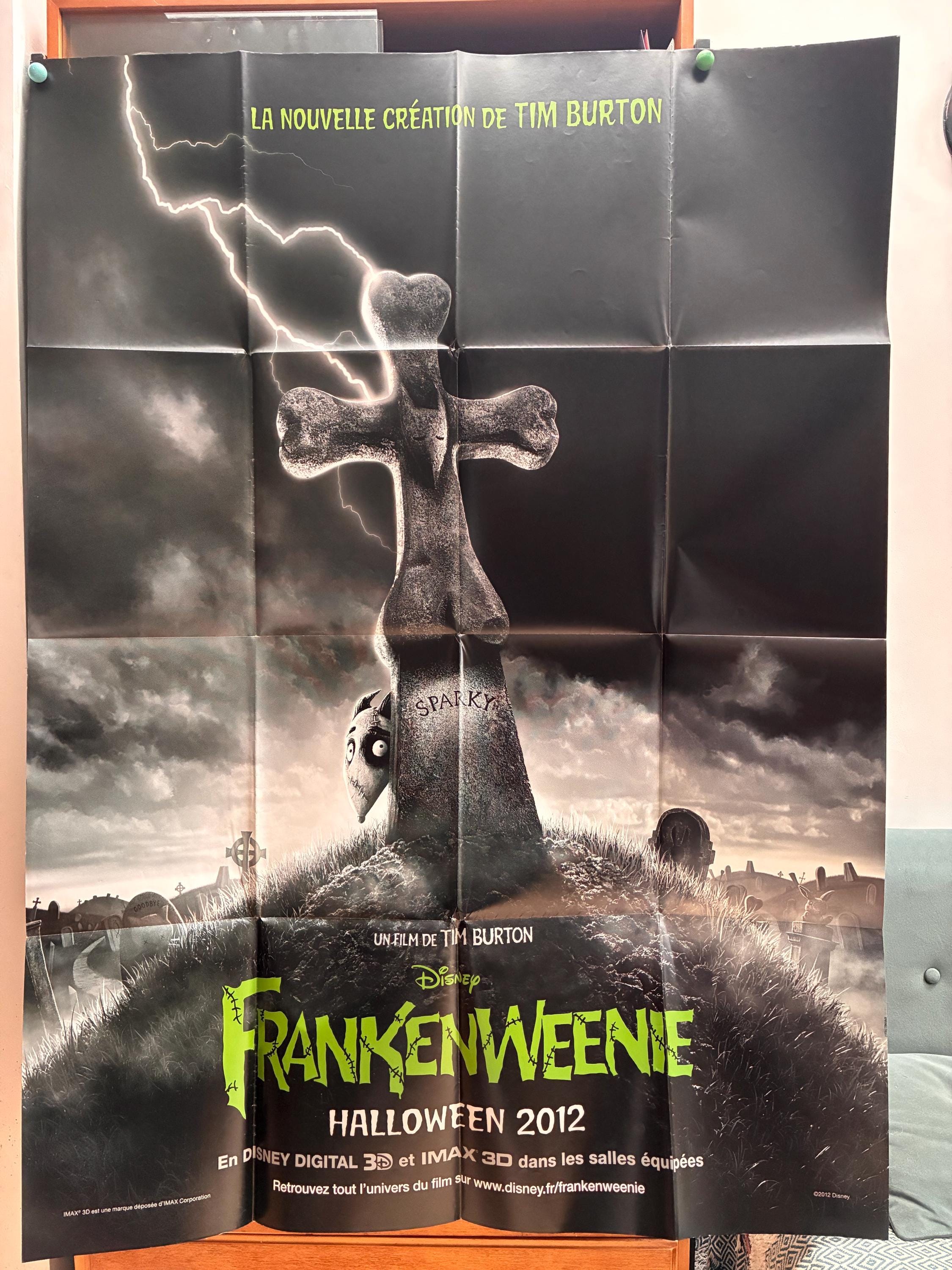 Frankenweenie (2012) Original Vintage Folded French Grande Affiche