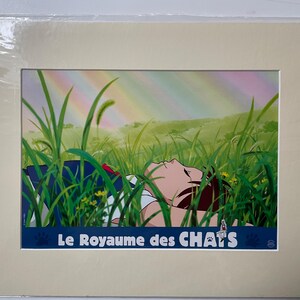 Origineel The Cat Returns (2002) (Neko no Ongaeshi) Franse lobbykaart kleur FOH, nog gemonteerd en klaar voor lijst 40 x 30 cm