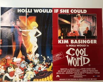 Cool World (1992) Original Vintage British Cinema Quad Poster Kim Basinger Brad Pitt Gabriel Byrne Ralph Bakshi Holli Would Las Vegas