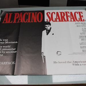 Scarface (1983) Póster original de cine británico vintage de Al Pacino Brian De Palma