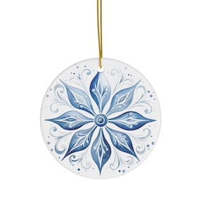 Blue Nordic Mandala Ornament | Simply Scandinavian | Folk Art | Christmas Ornament | Blue Snowflake | Christmas Gift