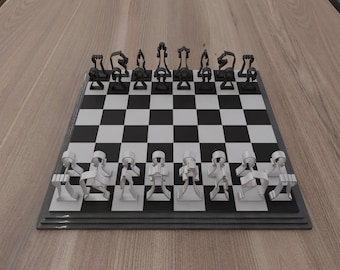 Chess Set Modern, 3D STL File for Chess Pieces, Chess Model, Digital Download, 3D Printer Chess Model, Game, Home Decor, 3d Printer Chess