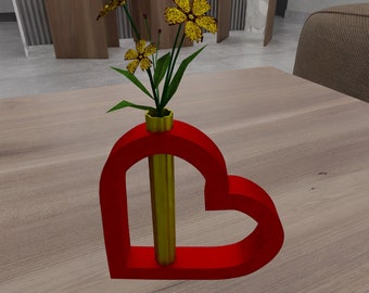3D Heart Vase Mother Gifts with Stl File & Love Heart, Vase For Flower, Heart Gift, Flower Vase, 3D Printed Decor, Mother Day,