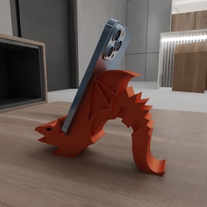 Draketelefonstativ eller hållare för tillbehör med 3D-STL-filer, 3D-utskriven dekor, mobiltelefonhållare, 3D-utskrift, presentidé, telefonstativ