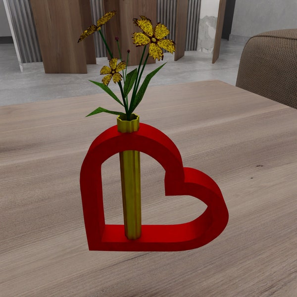 3D Heart Vase Mother Gifts with Stl File & Love Heart, Vase For Flower, Heart Gift, Flower Vase, 3D Printed Decor, Mother Day,