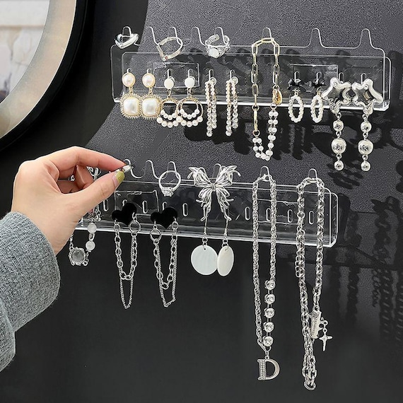 Présentoir à Bijoux En Acrylique Transparent - Porte-Colliers Et Boucles D'Oreilles