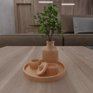 3D STL ファイル付きの花瓶とキャンドル ホルダー、植木鉢 STL ファイル、装飾花瓶、幾何学的な花瓶、キャンドル ホルダー、デスク オーガナイザー、オーガナイザー セット