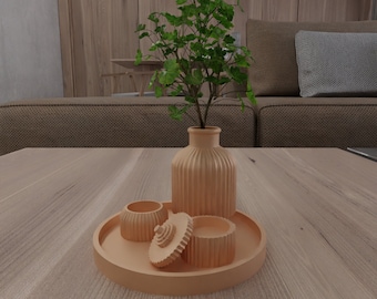 Vase & Kerzenhalter mit 3D Stl-Datei, Blumentopf STL-Datei, Dekorative Vase, Geometrische Vase, Kerzenhalter, Schreibtisch Organizer, Organizer Set