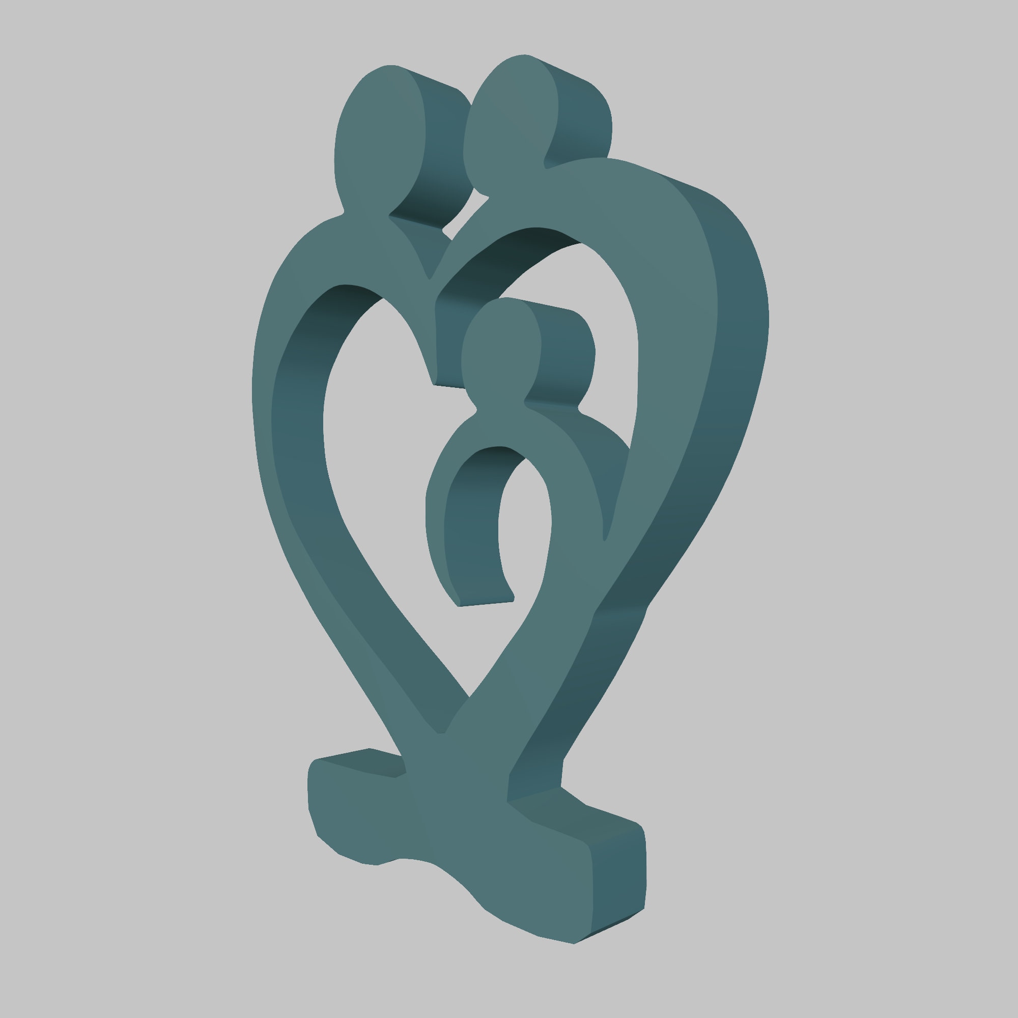 3D Family Heart Decor With 3D Stl Files, 3D Printing File, Valentine's ...