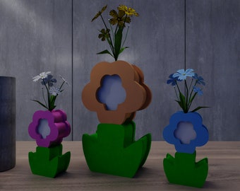 Dekoracja kwiatowa 3D i wazon na kwiaty z plikiem stl 3D, nadruk kwiatowy, dekoracja kwiatowa, dekoracja drukowana w 3D, prezent dla dzieci, druk 3D, uchwyt na kwiaty
