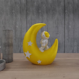 Astronaut-Mond Halter mit 3D Stl-Datei, 3D Wohnkultur, Dekorative, Stift- & Kerzenhalter, Schreibtisch Organizer,Astronaut Figur, Mond 3D, Accessoire