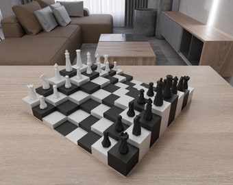 Jeu d'échecs moderne, fichier 3D STL pour pièces d'échecs, modèle d'échecs, téléchargement numérique, imprimante 3D modèle d'échecs, jeu, décoration d'intérieur, imprimante 3D d'échecs