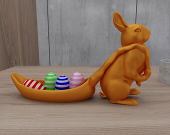 3D Rabbit Decor With 3D Stl Files,Home Decor, 3D Print, Easter Decor, Egg Holder, Easter Egg, Easter Gift, Easter Rabbit, Key or Card Holder