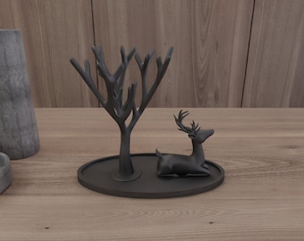 3D Jewelry Holder For Accessory with 3D Print Stl File , Jewelry Organizer, Necklace holder, Decorative, Ring Holder, Tree Decor, Deer Decor