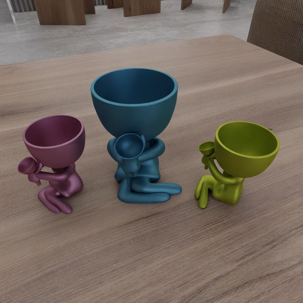 Mom and Child Plant Pot with 3D Print Stl File,Holder, 3D Home Decor, Mini vase, Indoor Vase, Key Holder, Card Holder, plant pot, Mother Day