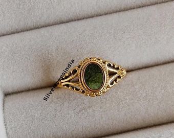 Authentic Czech Moldavite Ring: Raw Gemstone, 925 Sterling Silver