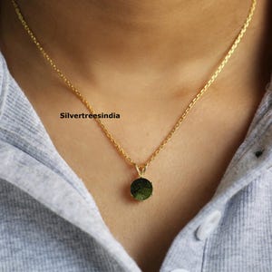 Moldavite Pendant Raw Moldavite Necklace 925 Silver Pendant Meteorite Pendant Unique Moldavite Pendant Bridal Pendant Authentic Moldavite.