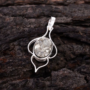 Natural Raw Pyrite Pendant, Dainty Pendant, Minimalist Necklace, 925 Sterling Silver Jewelry, Healing Crystal, Rough Silver Pyrite Jewelry.