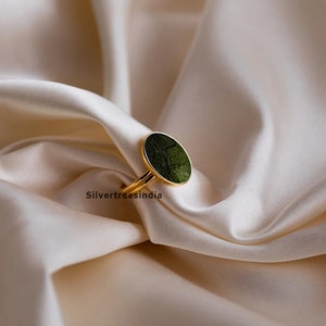 Authentic Moldavite Ring: Rough Green Gemstone, 925 Sterling Silver