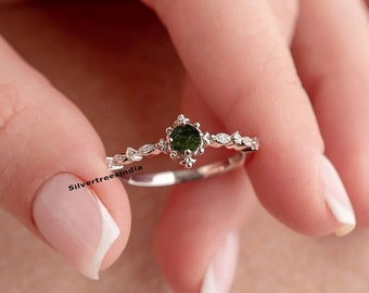 Natural Moldavite Silver Ring Rough Moldavite Ring Healing Moldavite Meteorite Ring Genuine Czech Republic Moldavite Ring Raw Moldavite Ring