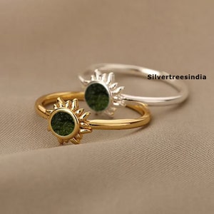 Natuurlijke Moldaviet sterlingzilveren ring: Tsjechische meteorietsieraden