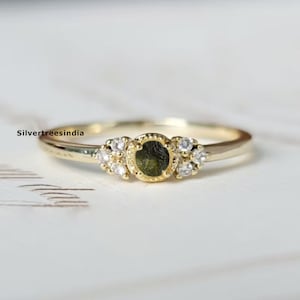Handmade Sterling Silver Moldavite Ring: Czech Meteorite Jewelry