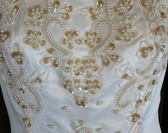 Best Buy Bridal Majestic Size 10 Wedding gown/dress stunning tulle embroidery lace sequins short sleeve with train flattering #5 ivory