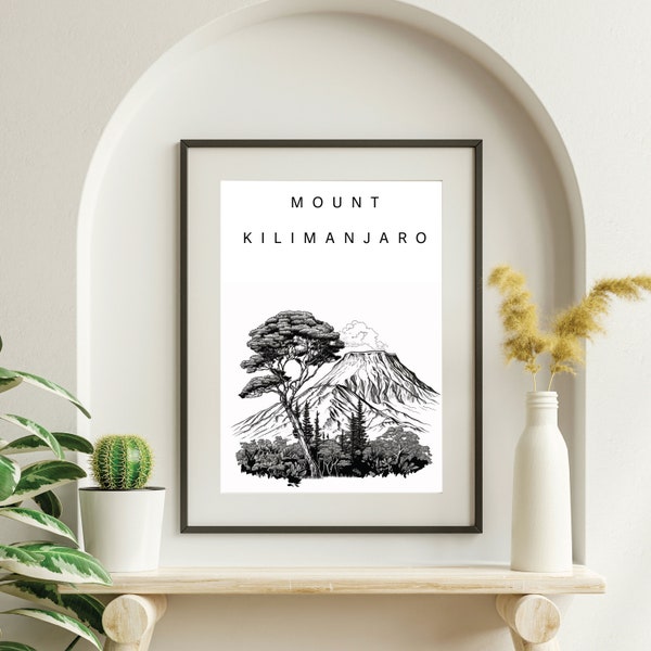 Mount Kilimanjaro Mt Kilimanjaro Tanzania Volcano Mountain Art Print Digital Art Climber Gift Travel Gift Digital Download